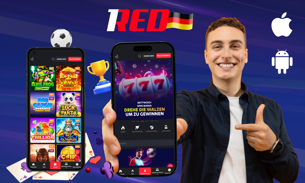 Die App 1Red Casino für Android und iOS in Deutschland bietet bequemen Zugang zu Casinospielen und Sportwetten