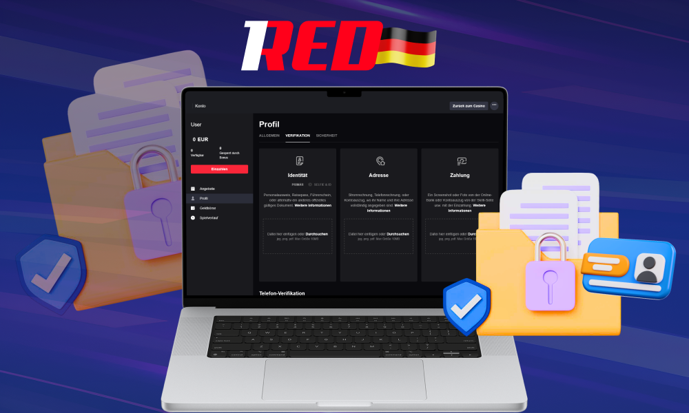 Um die Verifizierung bei 1Red zu durchlaufen, müssen deutsche Spieler einen Identitätsnachweis in ihrem Konto hochladen