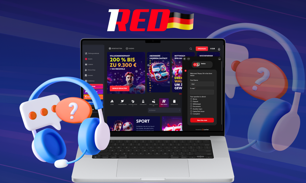Das 1Red Casino bietet rund um die Uhr Support über Online-Chat, E-Mail, Telefon und den FAQ-Bereich auf der Website