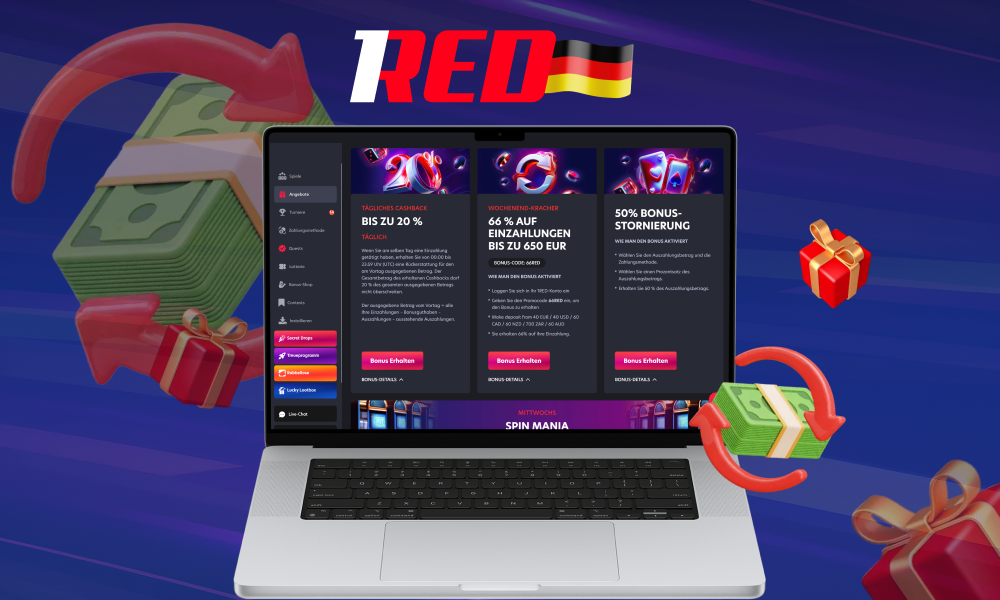 Das Casino 1Red bietet bestehenden Spielern mehrere Reload-Boni für Einzahlungen auf ihr Konto